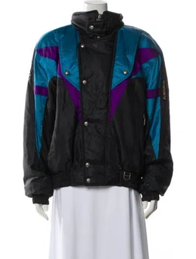 Pre-owned Descente Vintage Nylon Bomber Jacket In Black