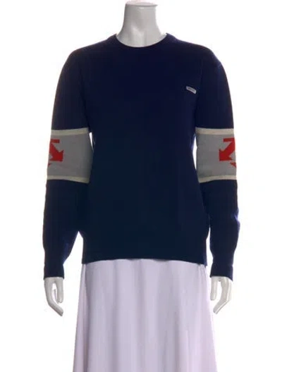 Pre-owned Descente Wool Colorblock Pattern Sweater In Blue