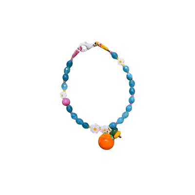 Desert Lobby Women's Blue / Pink / Orange Bodrum – Handmade Citrus Bracelet With Apatite, Murano Glass Tangerine  In Blue/pink/orange
