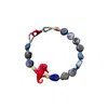 Desert Lobby Women's Blue / Red Horsey – Beaded Bracelet With Murano Glass Seahorse