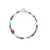 Desert Lobby Women's Blue / Red Mr. Krabs – Playful Murano Glass Crab Necklace With Gemstone Beads