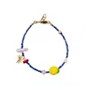 Desert Lobby Women's Red / Blue / White Saint Tropez – Handcrafted Beaded Anklet With Murano Lemon, Pearls & Sun 