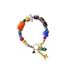 Desert Lobby Women's Yellow / Neutrals Giraffic Art – Colorful Handmade Beaded Bracelet With Giraffe Charm, Pearl In Yellow
