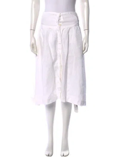 Pre-owned Desert Queen Linen Midi Length Skirt In White