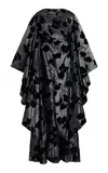 Desert Vintage 1976 Paco Rabanne Flocked Velvet-taffeta Opera Cape In Light Grey