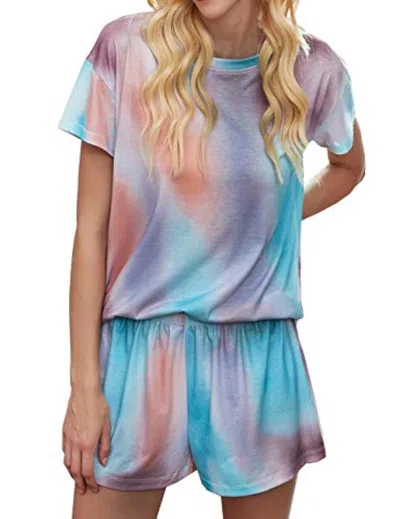 Desheng Enterprise Tie Dye Lounge Short Set In Pastel