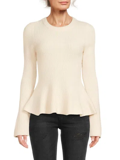 Design 365 Women's Bell Sleeve Cashmere Peplum Sweater In Feather