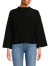 Design 365 Women's Boxy Mockneck Cashmere Sweater In Black