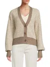 Design 365 Women's Chunky Stripe Cardigan In Cedar Combo