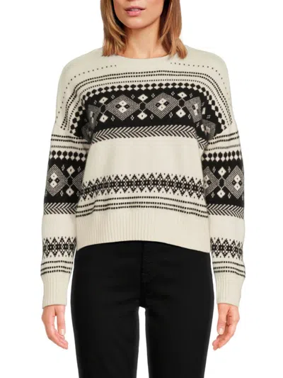 Design 365 Women's Fairisle Cashmere Sweater In Ivory Multi