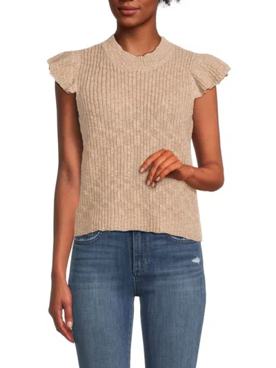 Design 365 Women's Flutter Knit Top In Brown