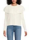 Design 365 Women's Layered Textured Cardigan In White