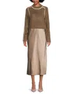 Design 365 Women's Mixed Media Midi-dress In Brown