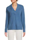 Design 365 Women's Notched Johnny Collar Cashmere Sweater Polo