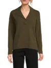 Design 365 Women's Notched Johnny Collar Cashmere Sweater Polo