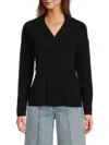 Design 365 Women's Notched Johnny Collar Cashmere Sweater Polo In Black