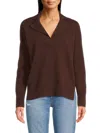 Design 365 Women's Notched Johnny Collar Cashmere Sweater Polo In Cinnabar