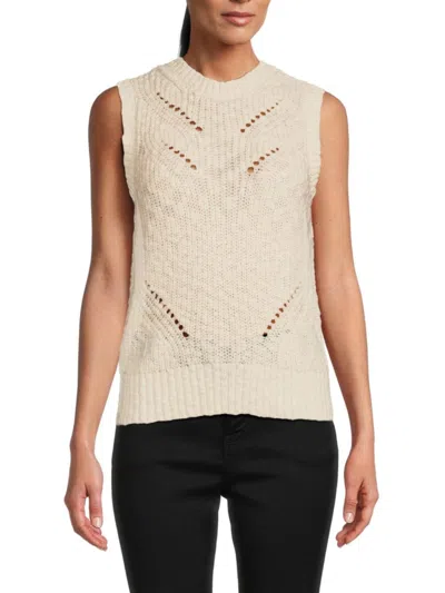 Design 365 Women's Open Knit Tank Top In Cream