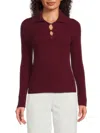 Design 365 Women's Ribbed Cashmere Polo Sweater In Red