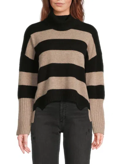 Design 365 Women's Striped Cashmere Turtleneck Sweater