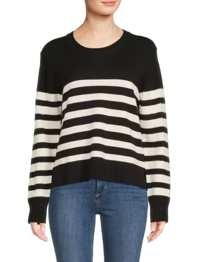 Design 365 Women's Striped Sweater In Black White