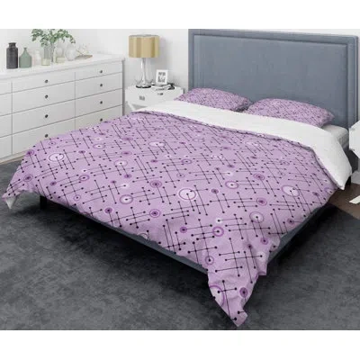 Design Art 1950 Retro Iii Mid-century Duvet Cover Set In Purple