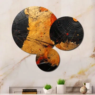 Design Art 3 Comets Comets Cavalcade Wall Decor Set Metal In Orange;grey