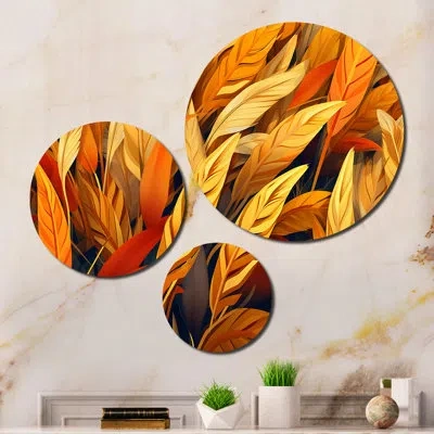 Design Art 3 Golden Harvest Cord Field Iii Wall Decor Set Metal In Yellow;orange
