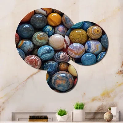 Design Art 3 Mystical Marbles Ii Wall Decor Set In Blue;orange
