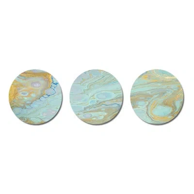 Design Art 3 Piece Agate Ripples Wall Décor Set In Blue;yellow