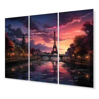 Design Art 3 Wall Decor Set In Black;pink;purple