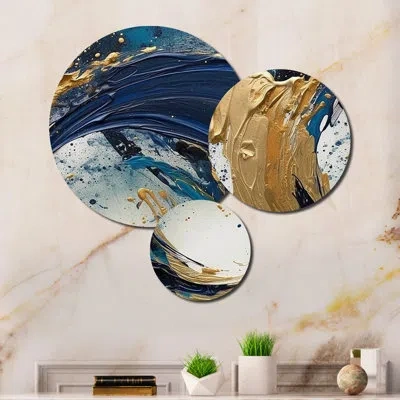 Design Art 3 Wall Decor Set In Blue;gold