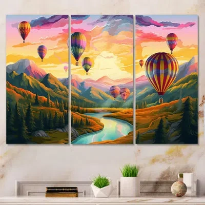 Design Art 3 Wall Decor Set In Green;pink