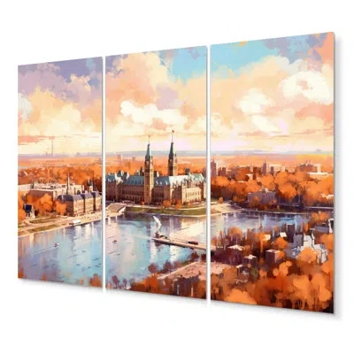 Design Art 3 Wall Decor Set Metal In Beige;orange