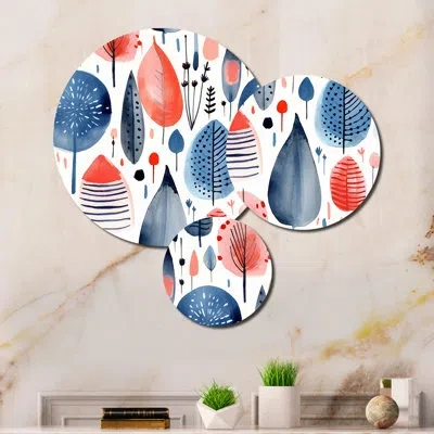 Design Art 3 Wall Decor Set Metal In Coral