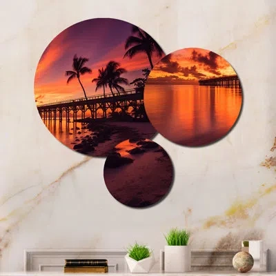 Design Art 3 Wall Decor Set Metal In Orange;purple