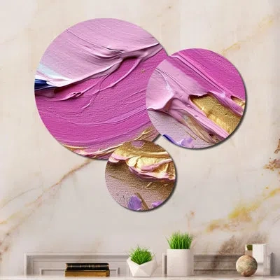 Design Art 3 Wall Decor Set Metal In Pink;gold