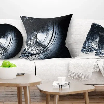Design Art 3d Abstract Art Black Spiral - Abstract Printed Pillow