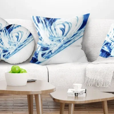 Design Art 3d Abstract Art Blue Fractal - Abstract Printed Pillow
