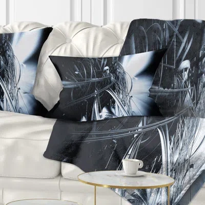 Design Art 3d Abstract Art White Floral - Abstract Printed Pillow