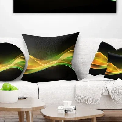 Design Art 3d Gold Green Wave Design - Abstract Printed Pillow