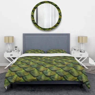 Design Art 3d Green Snake Skin Pattern - Animals Duvet Cover Set - Microfiber Polyester