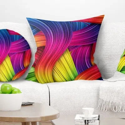 Design Art 3d Rainbow Art - Abstract Printed Pillow In Blue;red