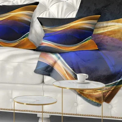 Design Art 3d Wave Design - Abstract Printed Pillow In Black,blue,orange