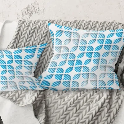 Design Art 3d White And Blue Pattern Ii - Mid-century Modern Printed Throw Pillow In Blue;blue