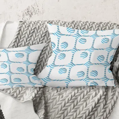 Design Art 3d White And Blue Pattern Iii - Mid-century Modern Printed Throw Pillow In Blue;blue