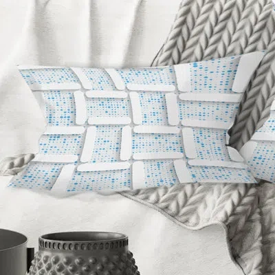 Design Art 3d White And Light Blue Pattern I - Mid-century Modern Printed Throw Pillow