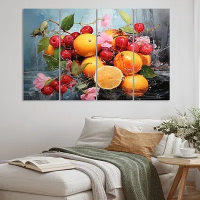 Design Art 4 Citrusy Delight V Wall Decor Set Metal In Red;yellow