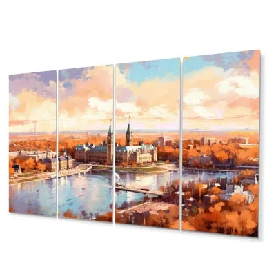 Design Art 4 Wall Decor Set In Beige;orange