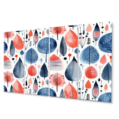 Design Art 4 Wall Decor Set In Blue;coral